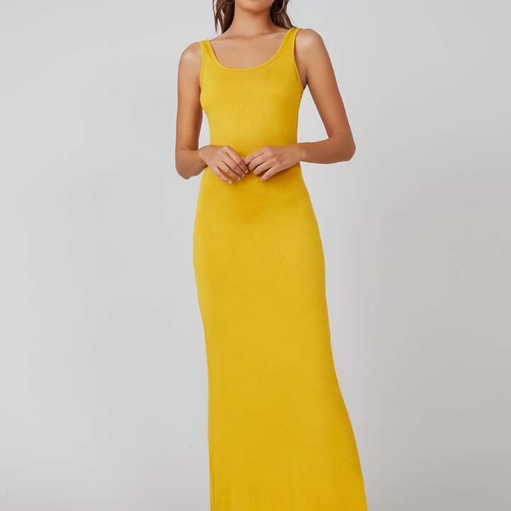 Yellow Scoop Neck Maxi Dress